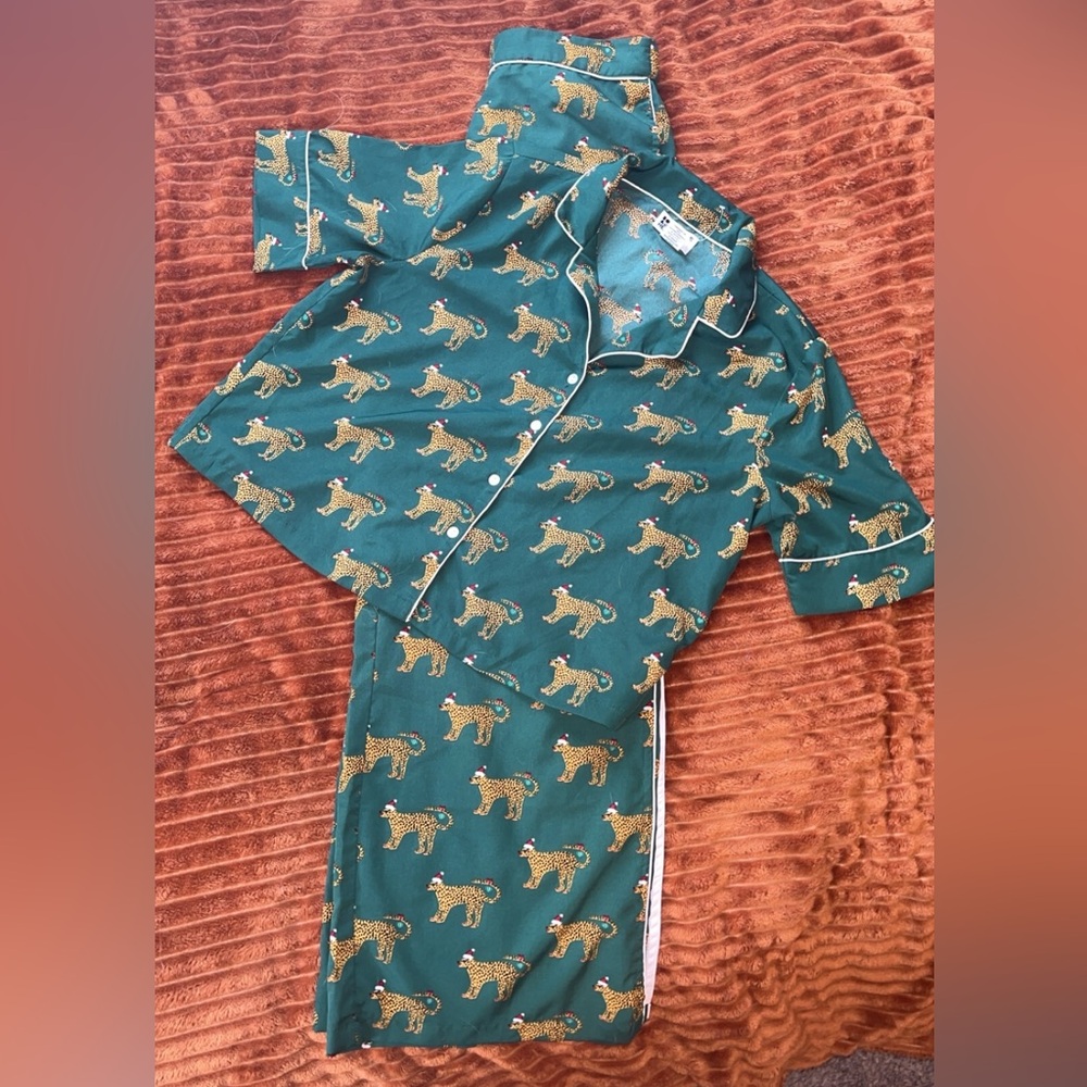 Green Leopard Christmas Pajamas